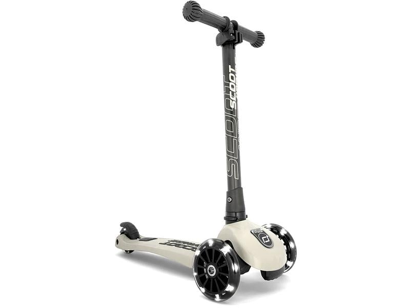 Scoot and Ride Scooter Highwaykick 3 LED, Ash Zusammenklappbarer Mini-Scooter mit hellen weissen LEDs an den Rädern