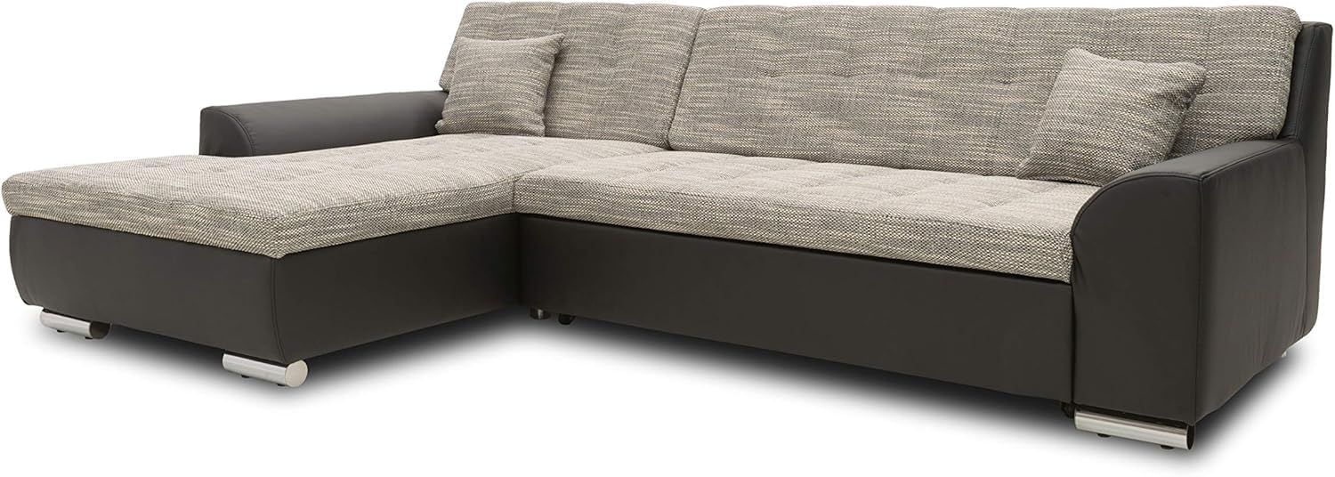 DOMO. collection Ecksofa Treviso, Sofa in L-Form aus Kunstleder und Webstoff, Eckcouch, Couch, Polsterecke, 267 x 178 x 83 cm (BxTxH), grau/schwarz