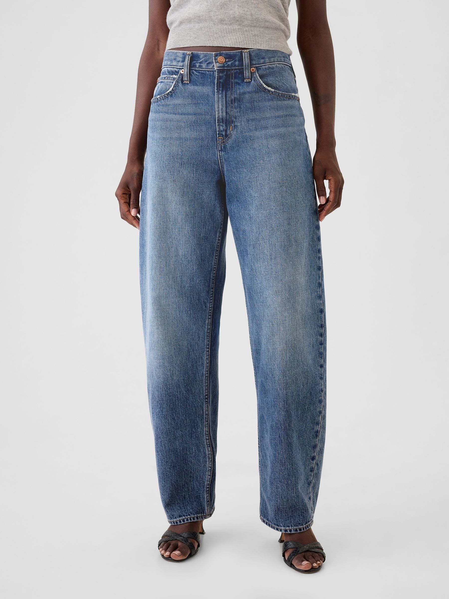 Blauw - Gap jeans met hoge taille en toelopende pijpen