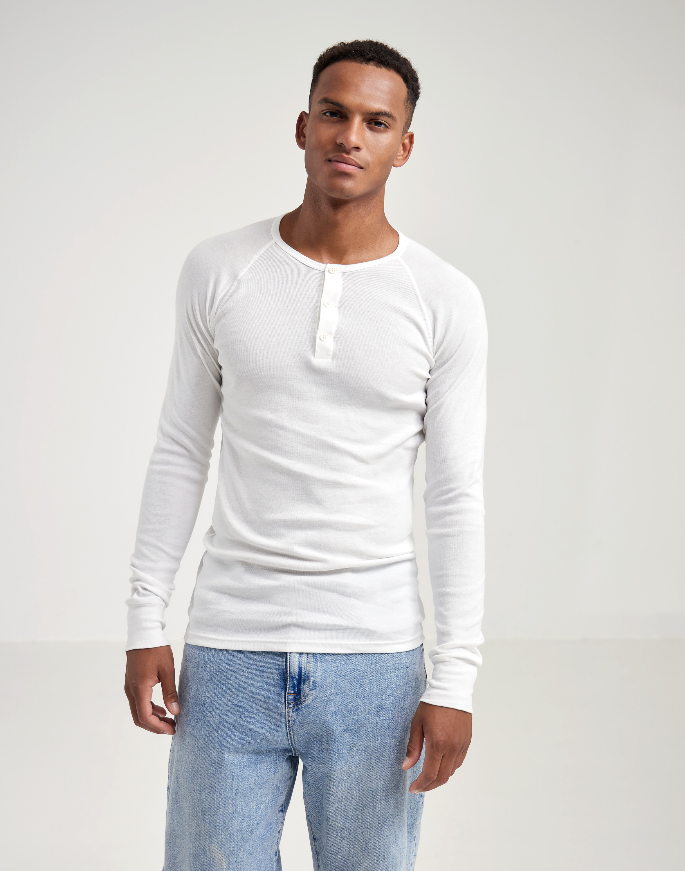 Shirt met knopen van katoen voor heren in Wit