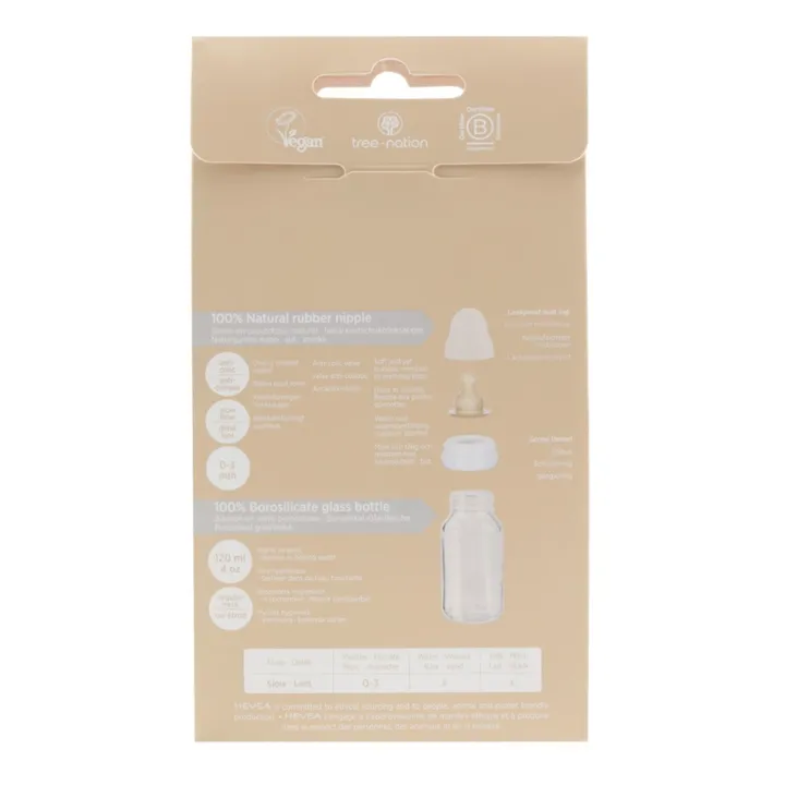 Hevea Biberons en verre borosilicate 120ml - Lot de 2