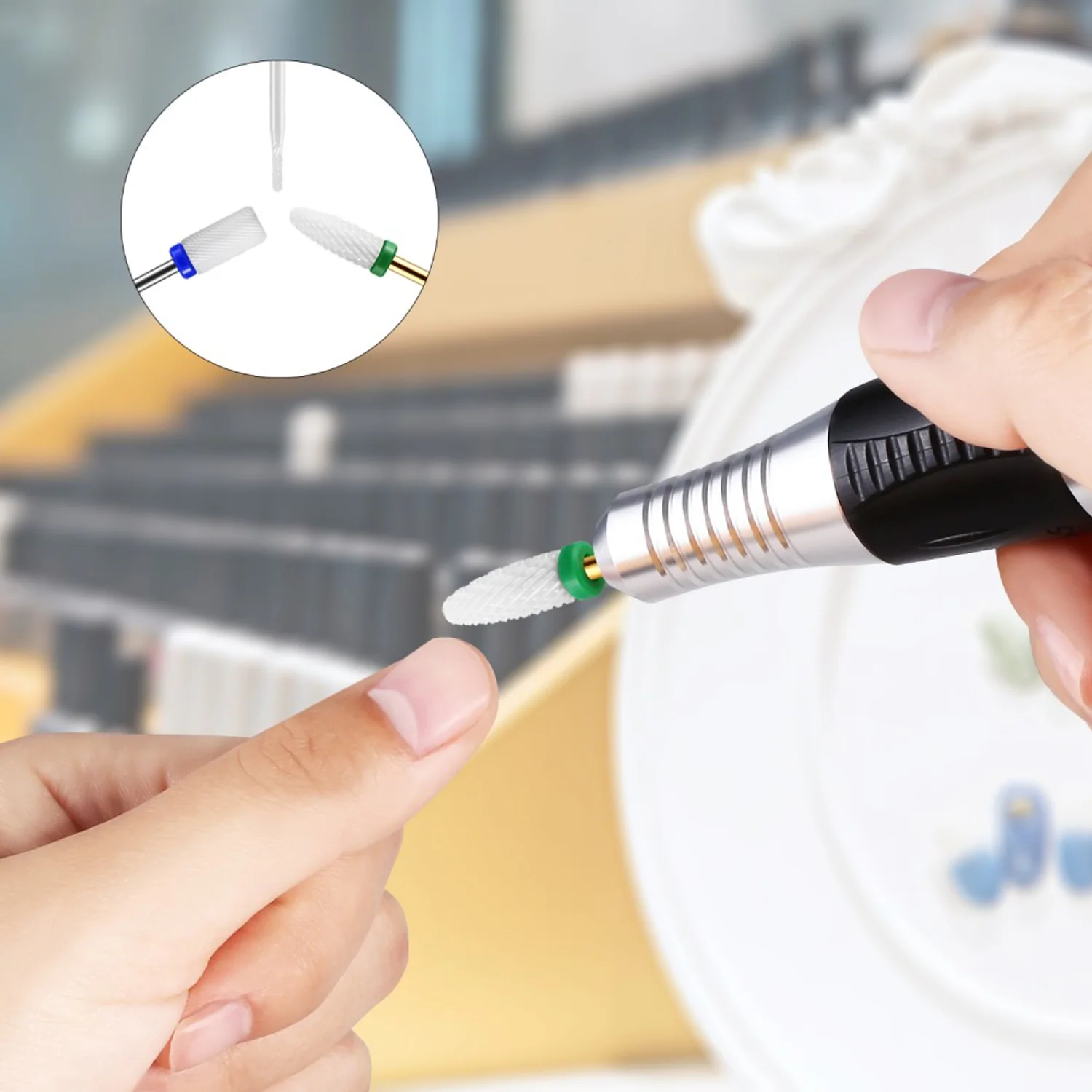 JCMaster 3x Premium Keramik Nagelfräser Bit Set + 1x Bürstenbit, Standardmaße