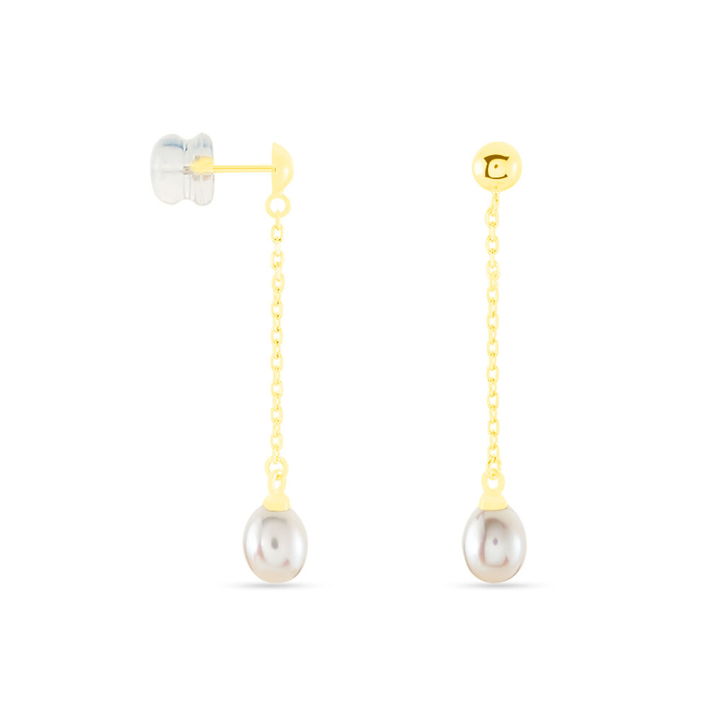 Boucles D'oreilles Pendantes Adriette Or Jaune Perle De Culture