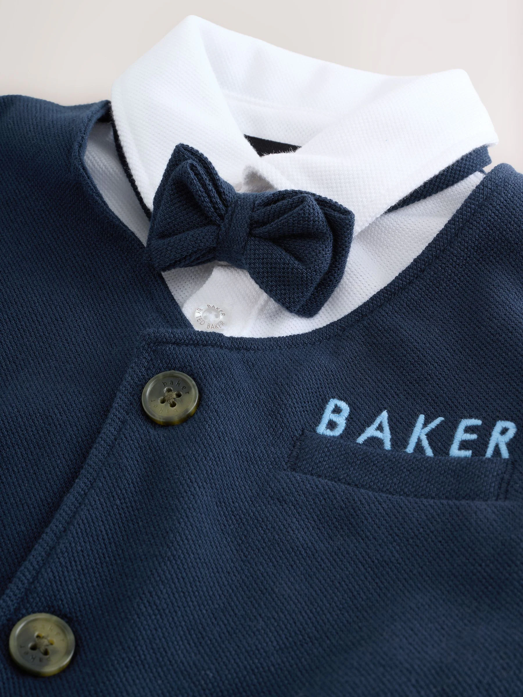 Baker by Ted Baker - Blauw 100% katoenen nette romper met strik