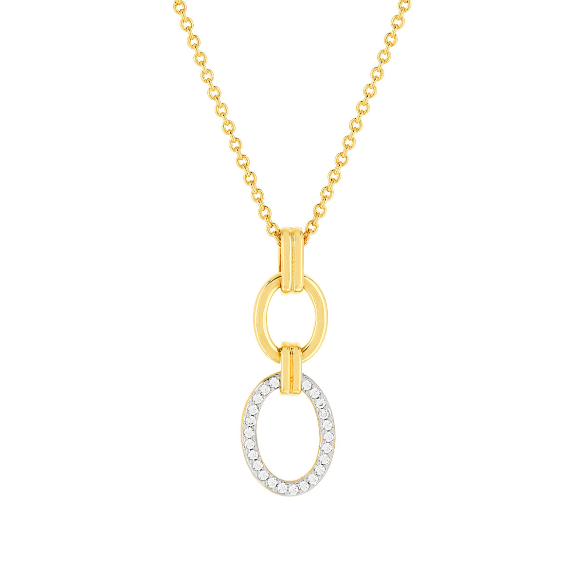 Collier plaque or 2 tons zirconias 45 cm