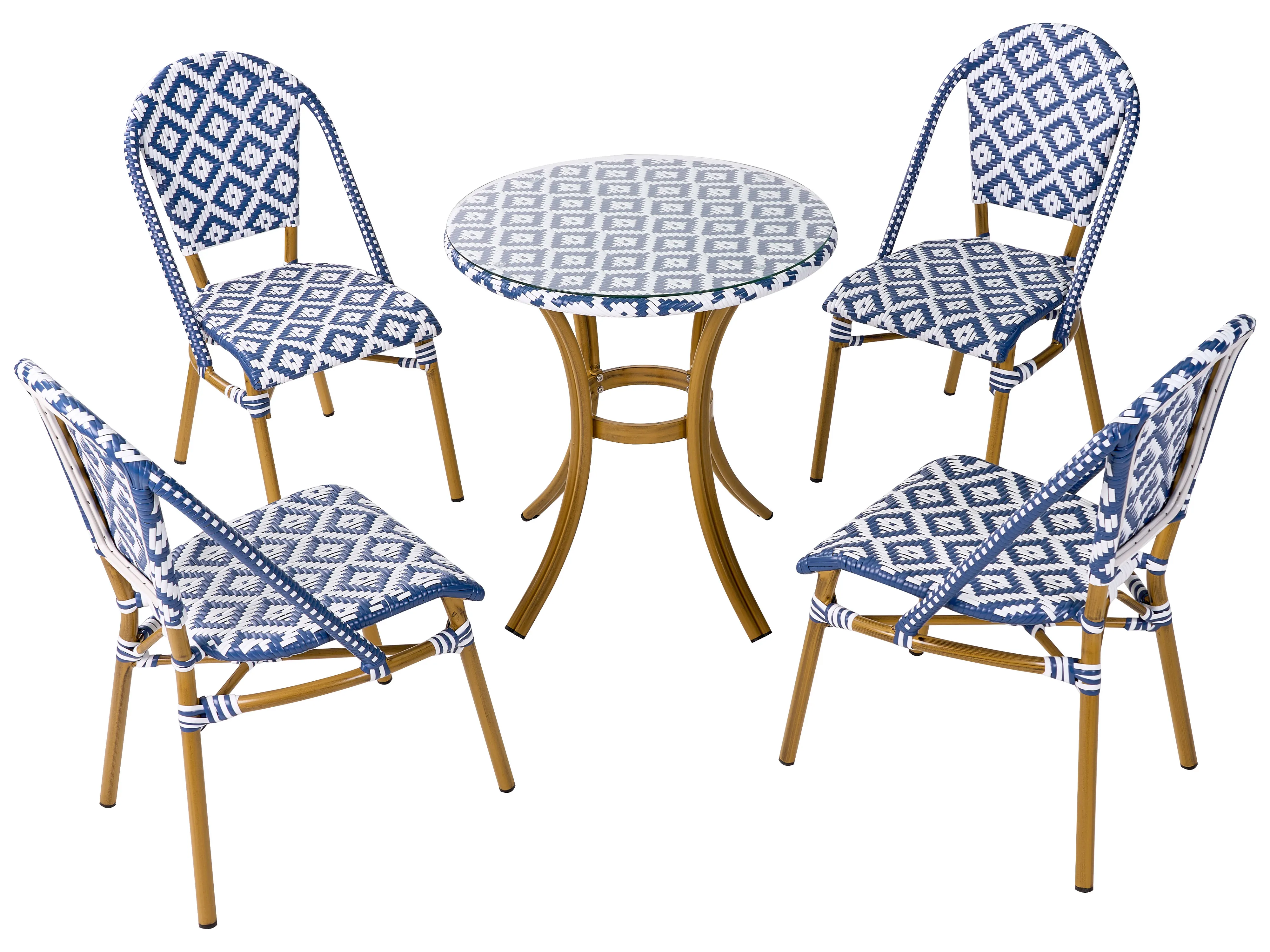 Tuinset 4-zits RIFREDDO PE rotan Blauw