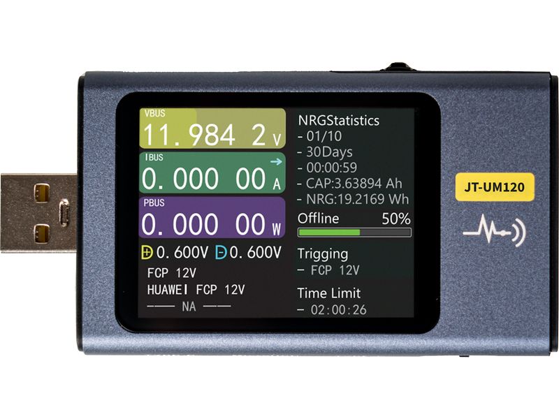 jOY-iT USB Multimeter UM120 USB-Multimeter zur zuverlässigen Messung von Spannung, Strom, Kapazität und Protokollen