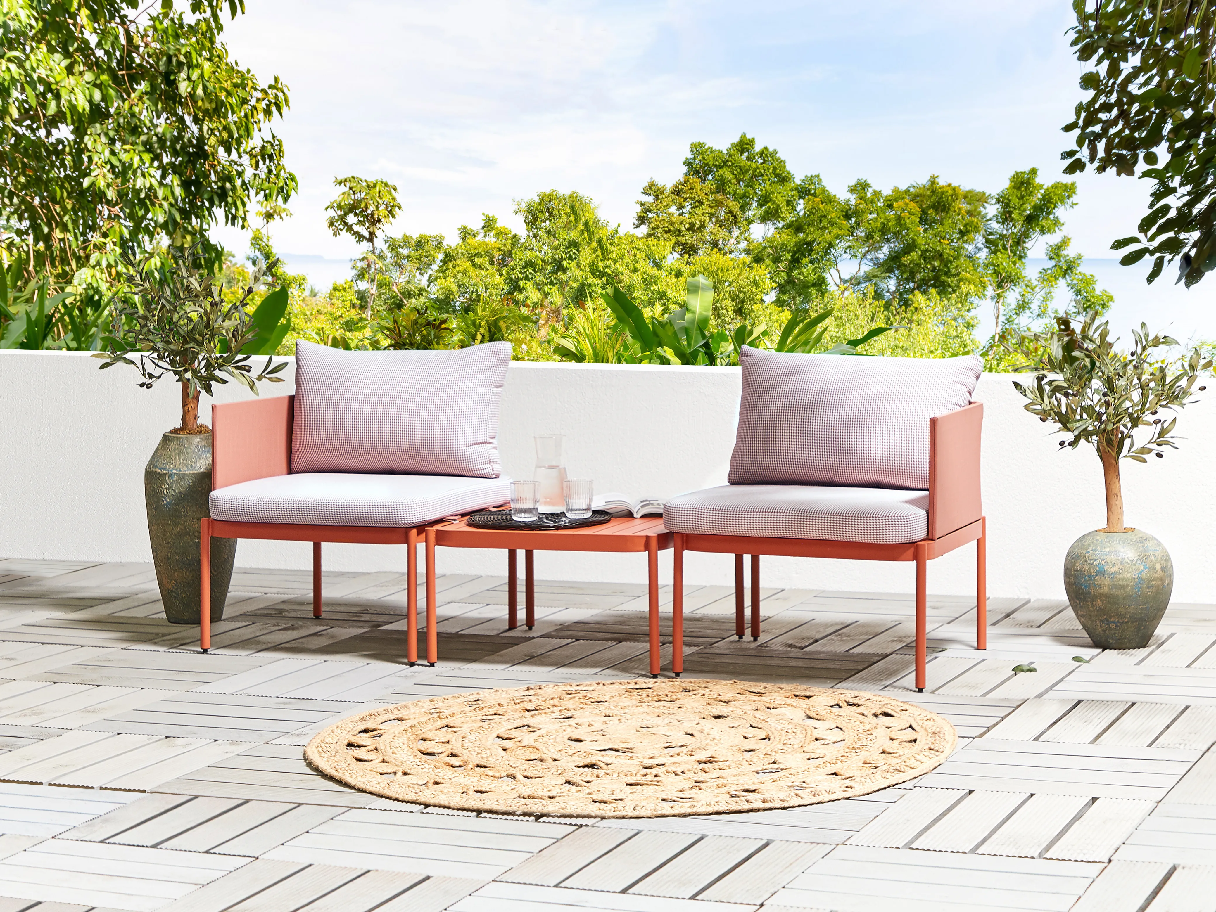Loungeset met tafel 2-zits TERRACINA Metaal Oranje