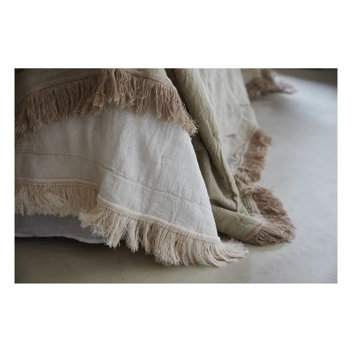 Autumn Couvre lit en coton et lin bio avec franges | Chêne