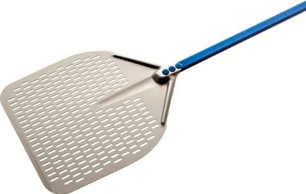 Gi.Metal Azzurra Rectangular Perforated Pizza Peel 36x36 cm Handle 120 cm