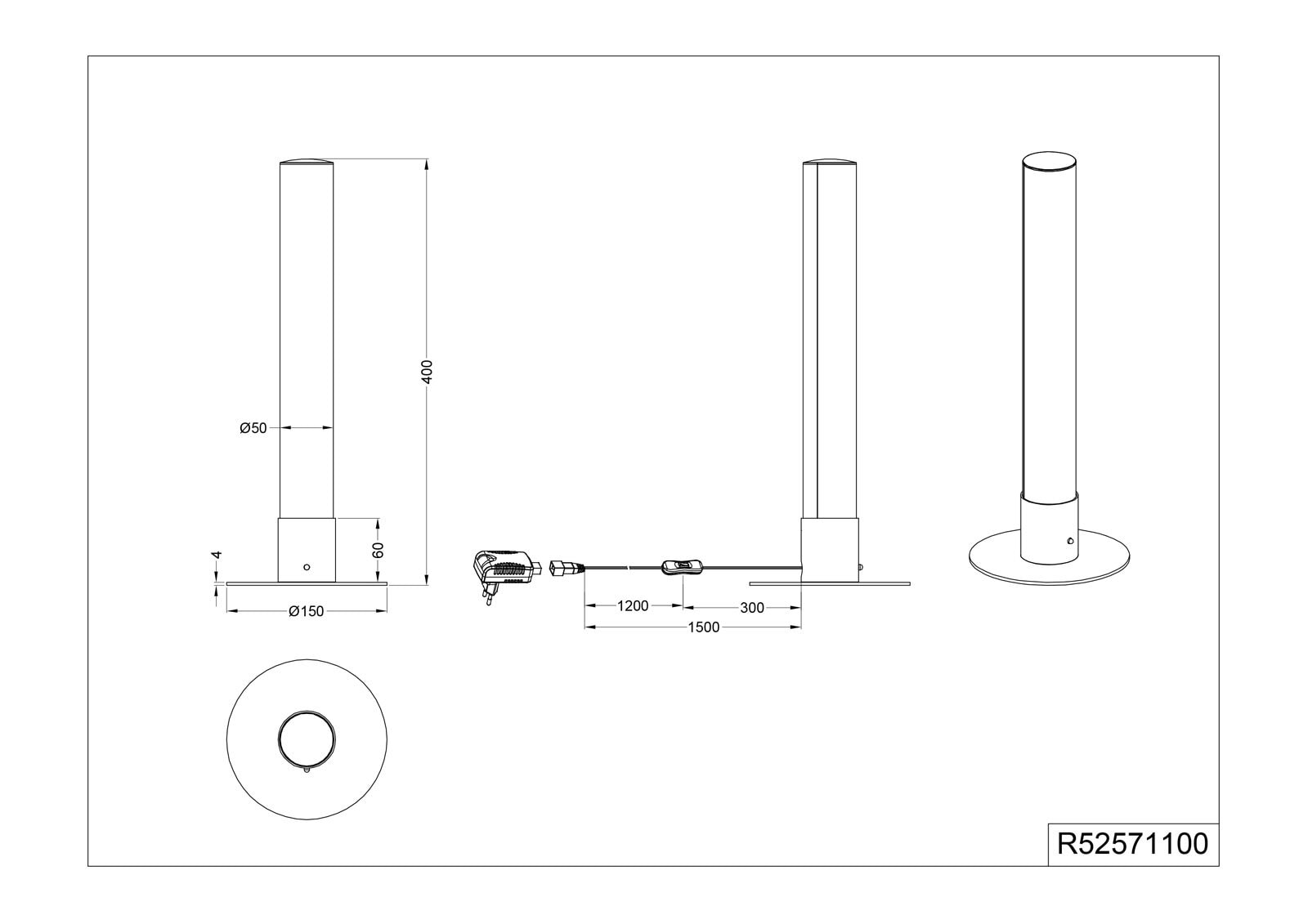 RL LED Tischlampe LEIA mit Fernbedienung 40 cm Metall/Acryl chromfarbig/transparent