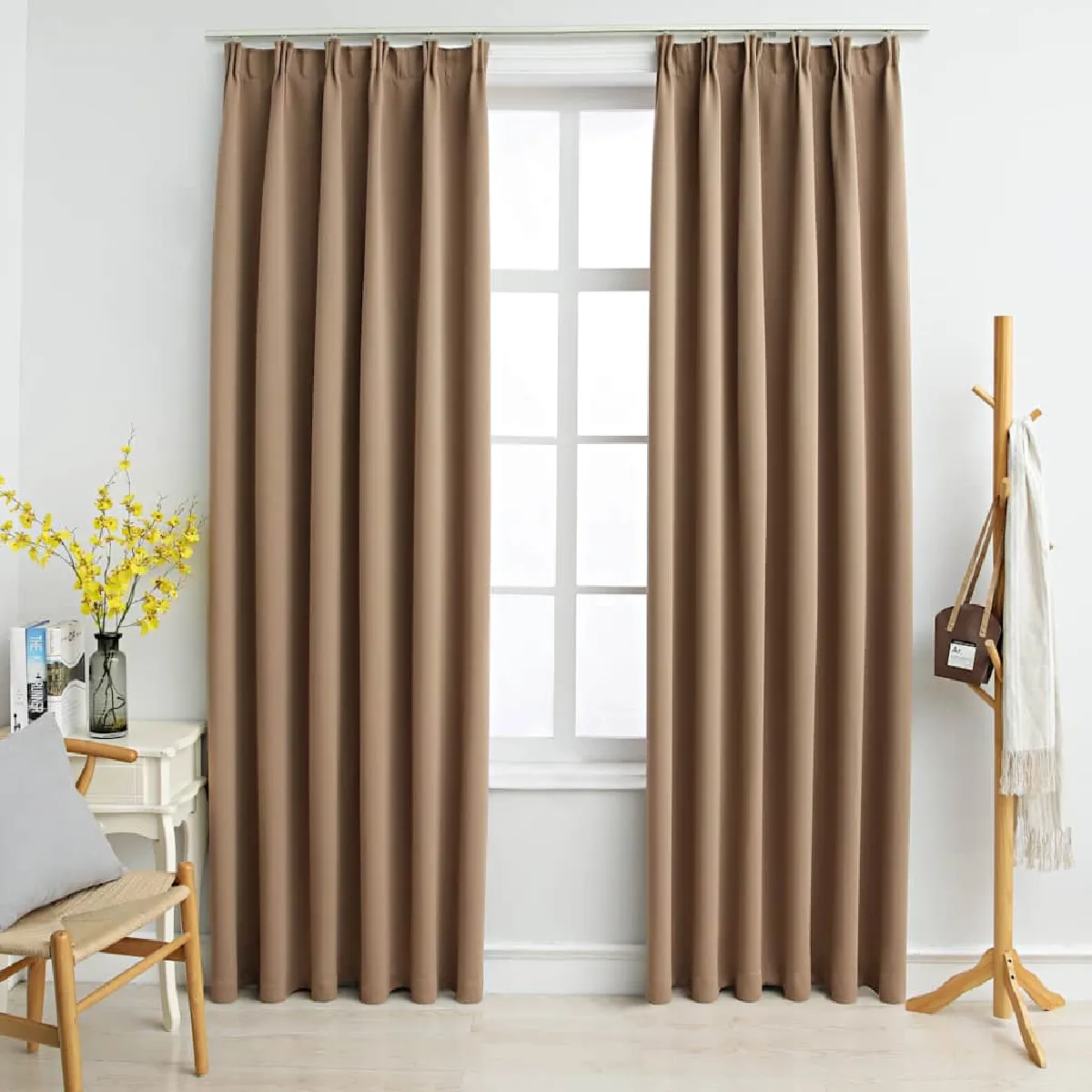 vidaXL Rideaux Occultants Taupe