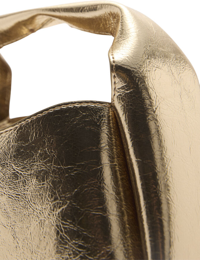 MANGO Metallic effect hand bag Gold
