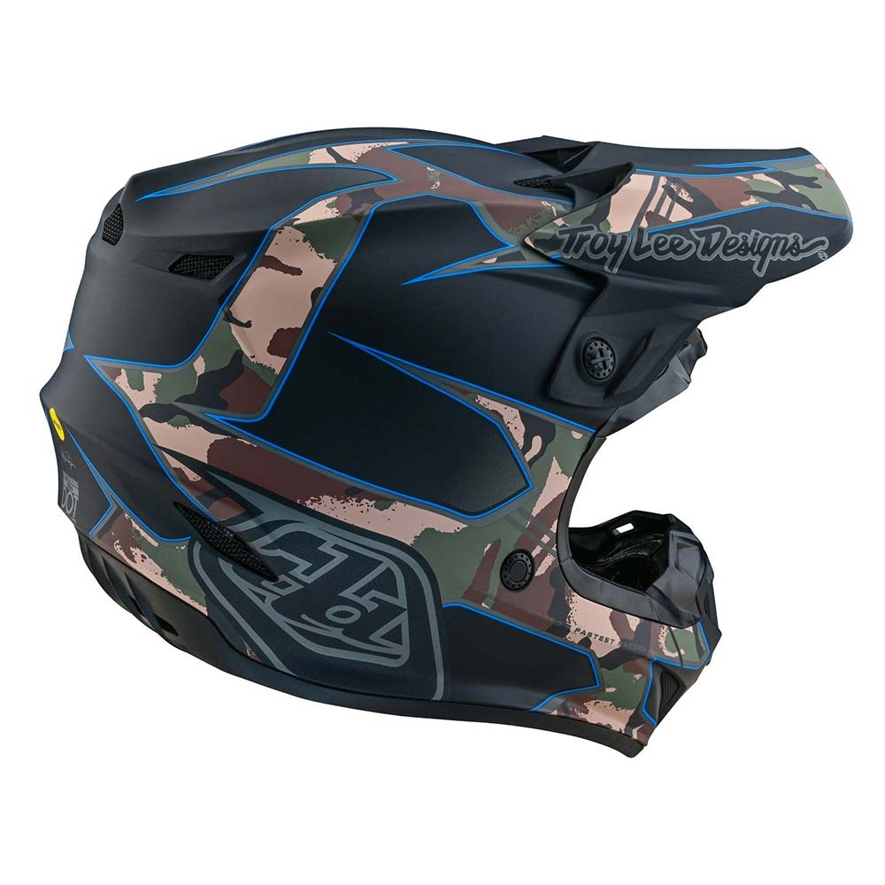 Troy Lee Designs - Casque SE4 Polyacrylite Matrix Camo Noir / Camouflage Kaki / Bleu