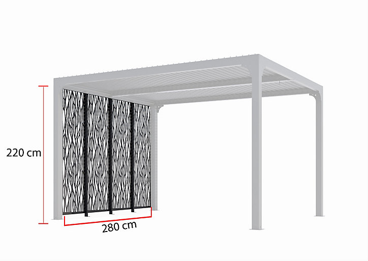 Côté moucharabieh acier gris 3 m pour pergola bioclimatique Habrita PER3630BI et PER2430BI