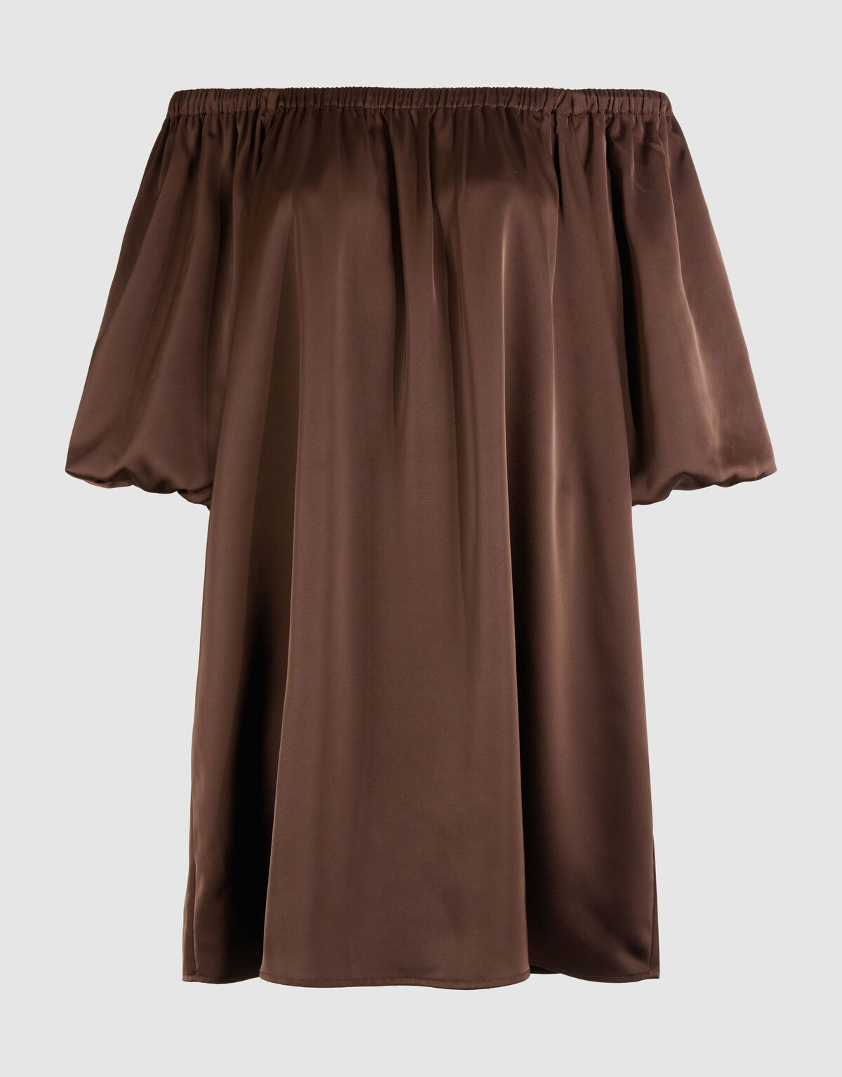 Satijnen Off Shoulder Mini Jurk Bruin By Fred