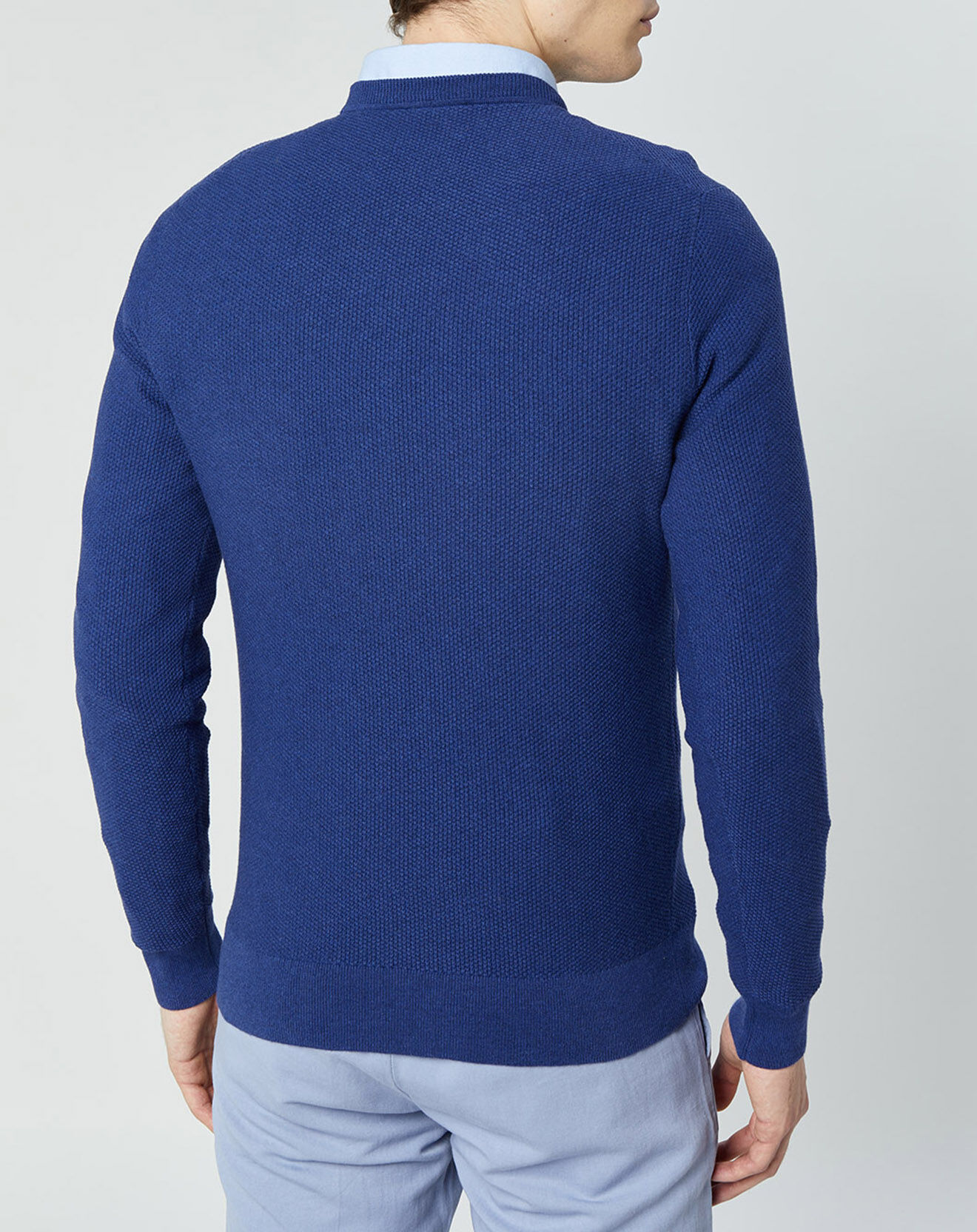 Hackett London Pull Texturé bleu moyen
