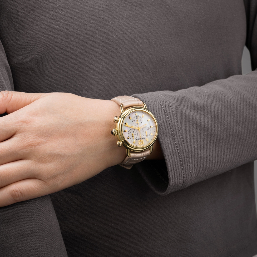Aerowatch 1942 Chronolady Leder beige