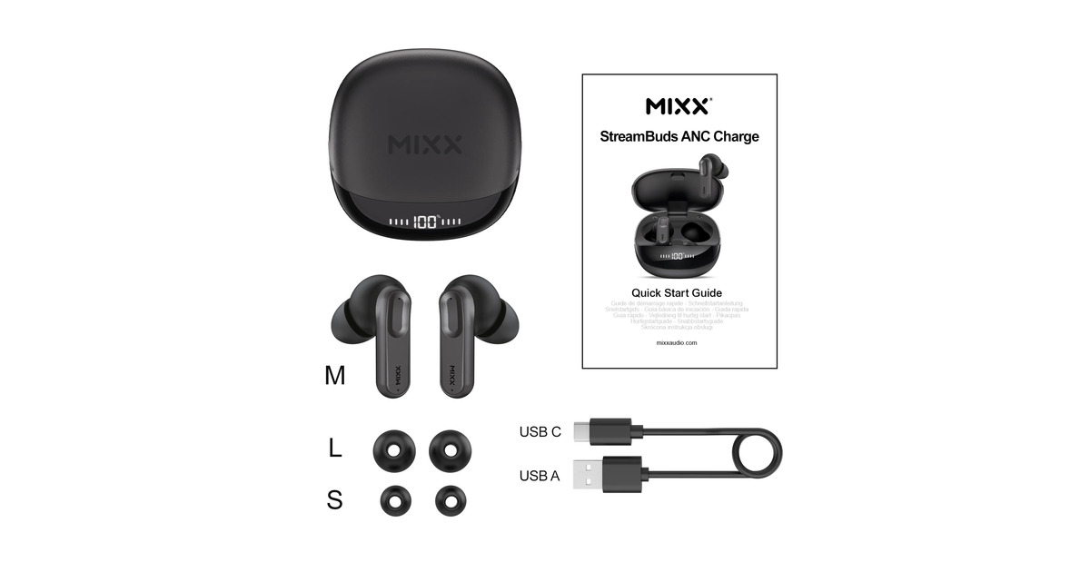 MIXXStreamBuds ANC Charge Noise Cancelling Earbuds  headset  (Zwart)