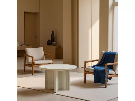 Jura - Table basse ronde en bois ø80cm - Grège