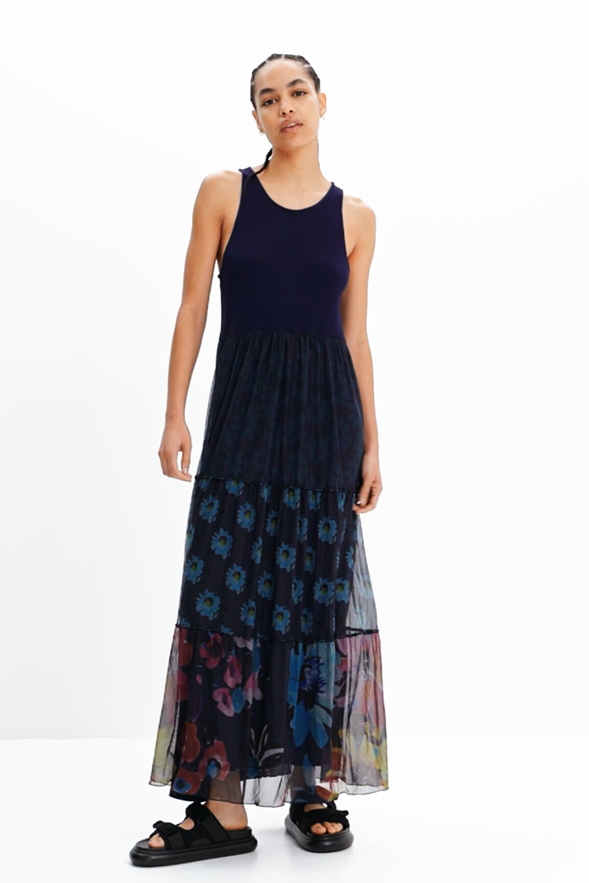 Robe longue combinée tulle