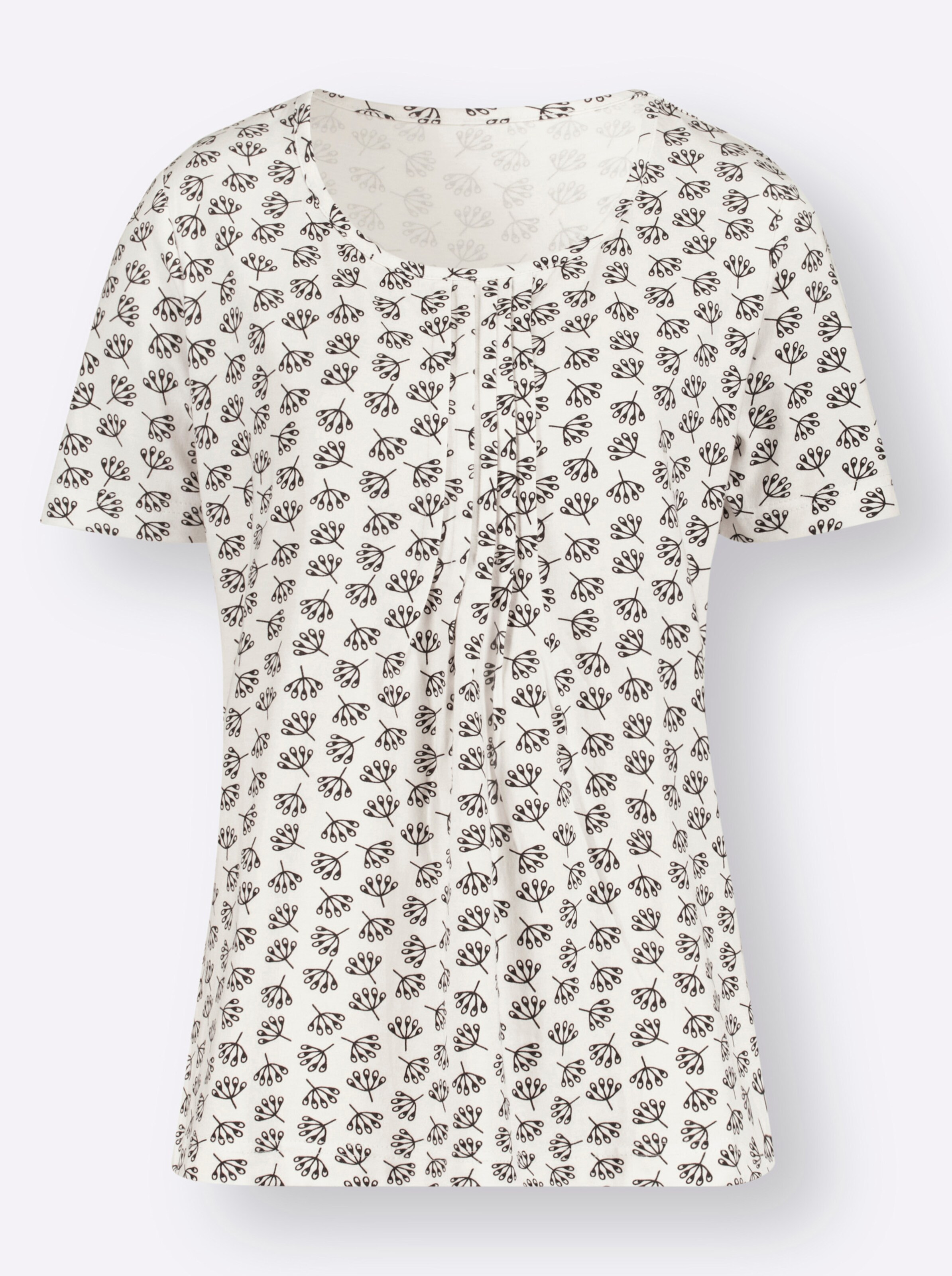 Druck-Shirt in ecru-marine-bedruckt
