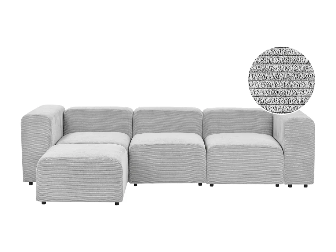 Canapé 3 places modulable avec ottoman en velours côtelé gris FALSTERBO