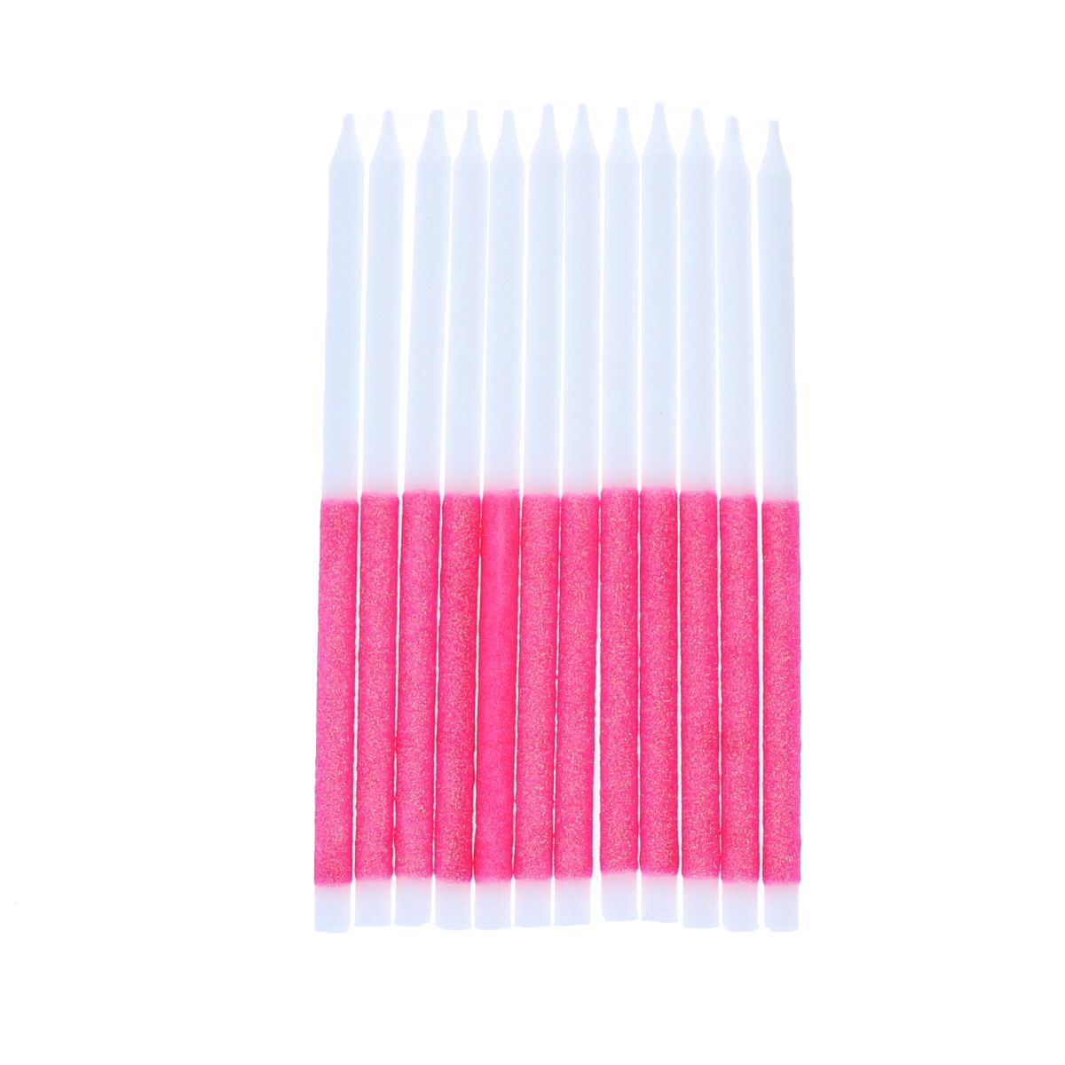 Lot de 12 bougies paillettes rose Surprise Partie !
