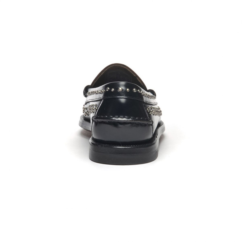 DAN STUDS Black MOCASSIN-Mocassin pour femme en cuir clouté