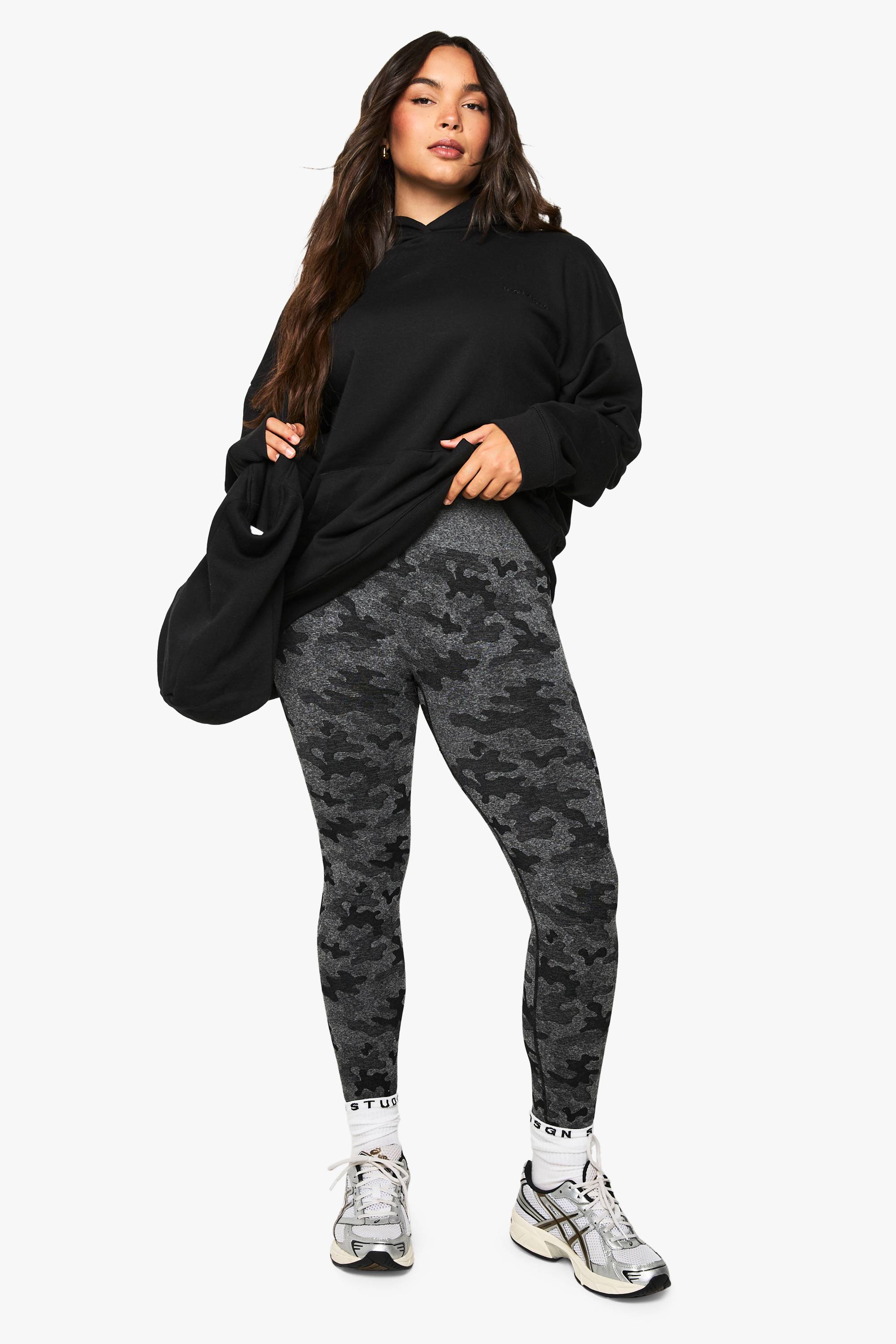 boohoo Leggings de gym sans couture camouflage actif Plus