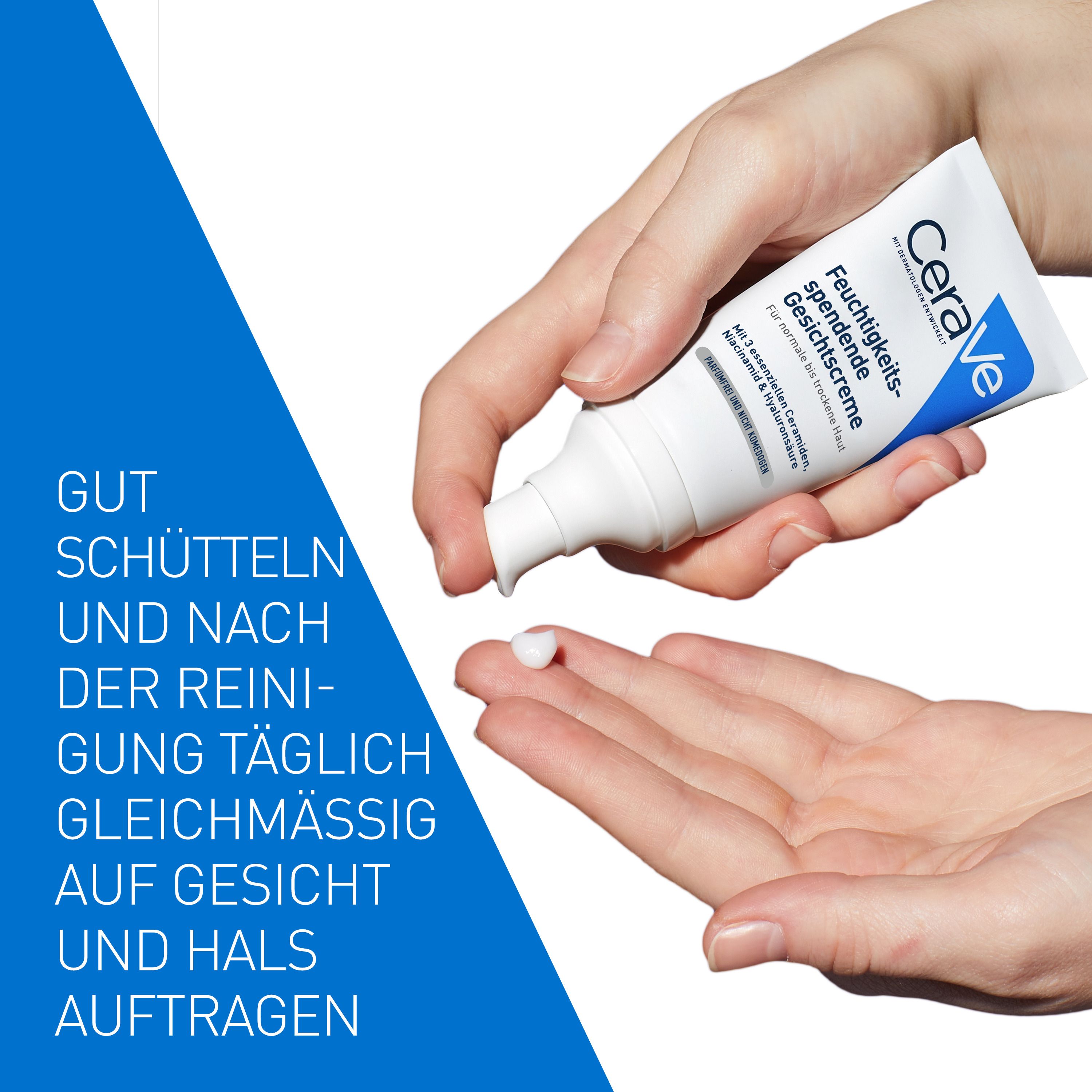 CeraVe Feuchtigkeitsspendende Gesichtscreme: hydratisierende Gesichtspflege mit Hyaluron, Niacinamid und Ceramiden für normale bis trockene Haut