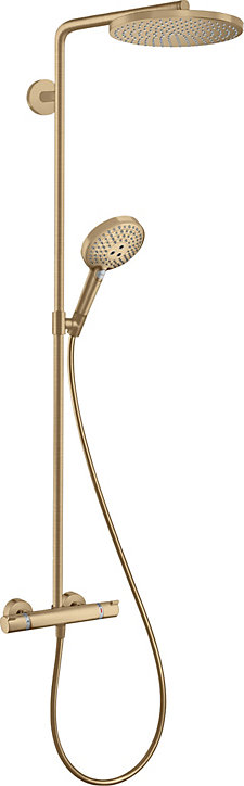 Colonne de douche thermostatique avec pommeau + douchette 1 jet + flexible + barre réglable, bronze brossé, Hansgrohe Select S240 PowderRain