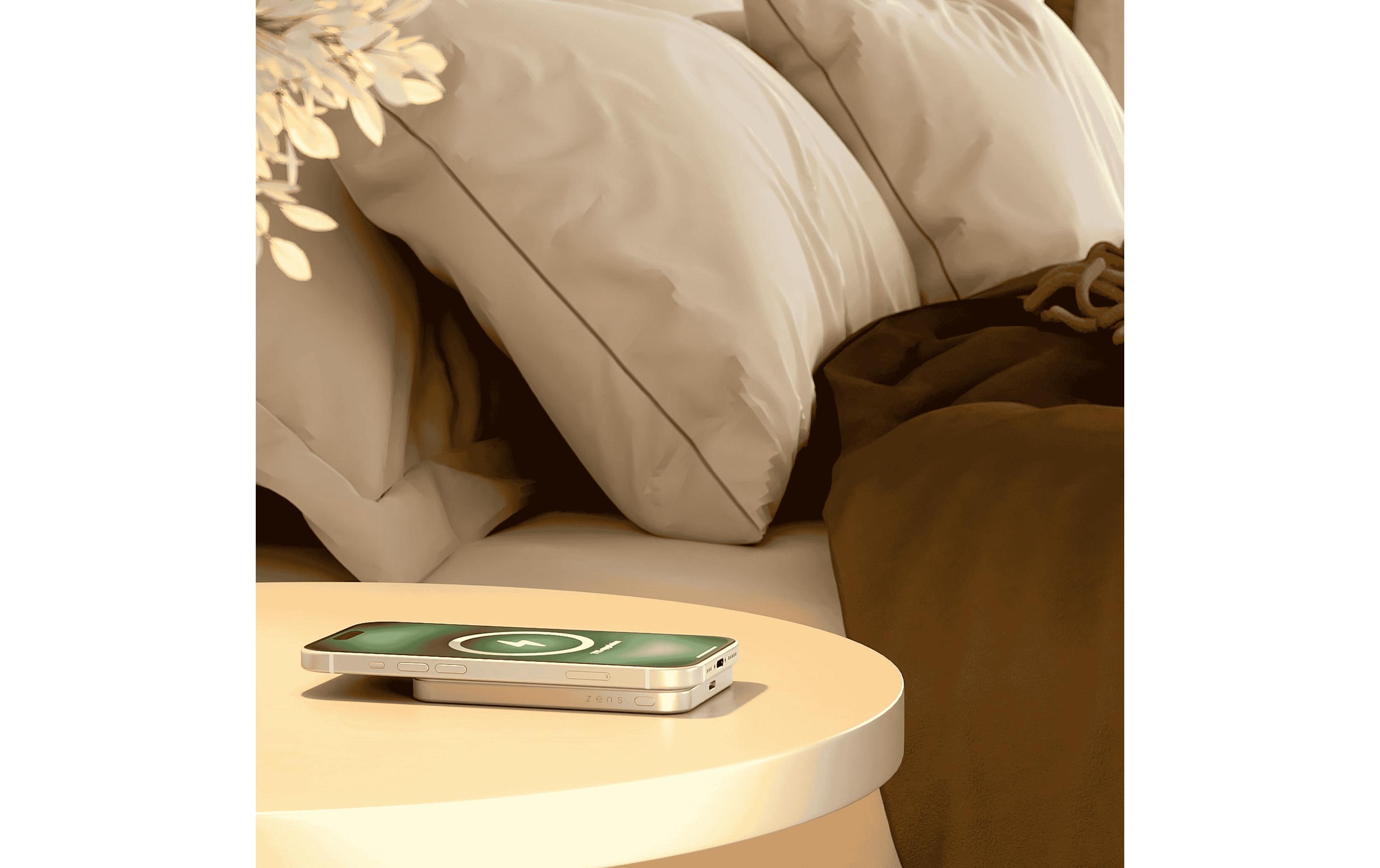 Powerbank Pro 1 Slim 5000 mAhZENS Pro 1 Slim 5000 mAh Kabelloses Aufladen Weiss