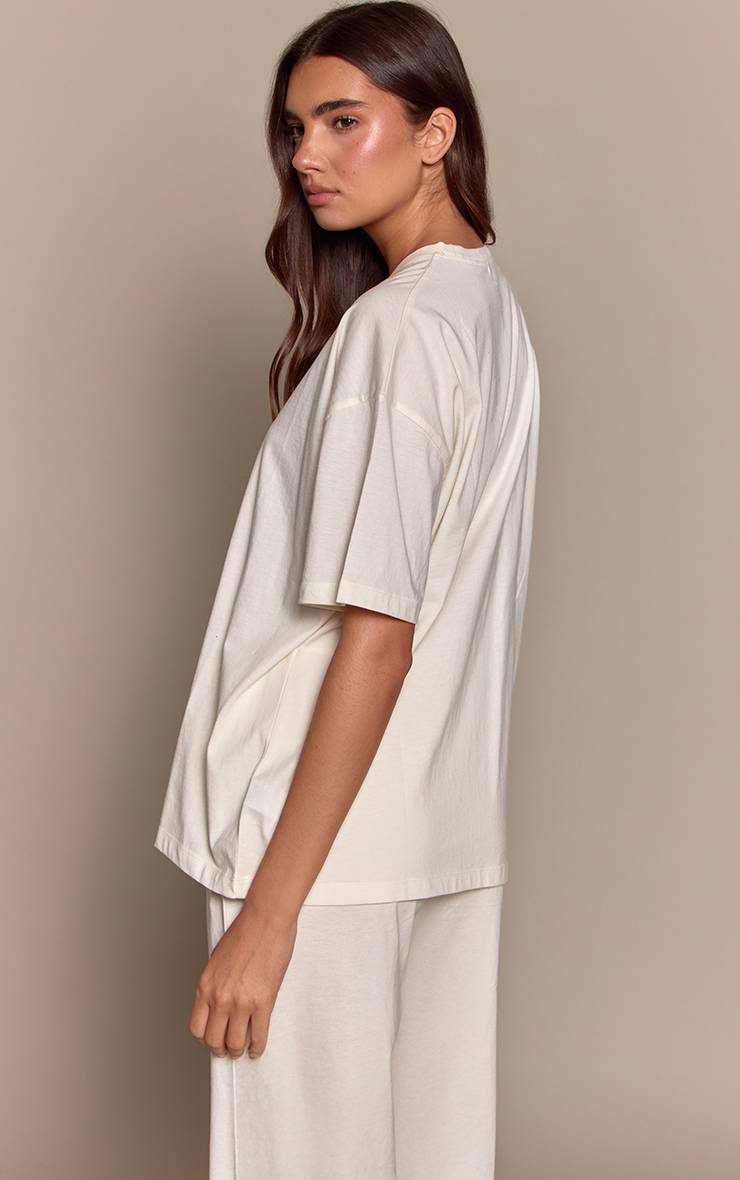 Crème Haut De Pyjama Ample À Manches Courtes