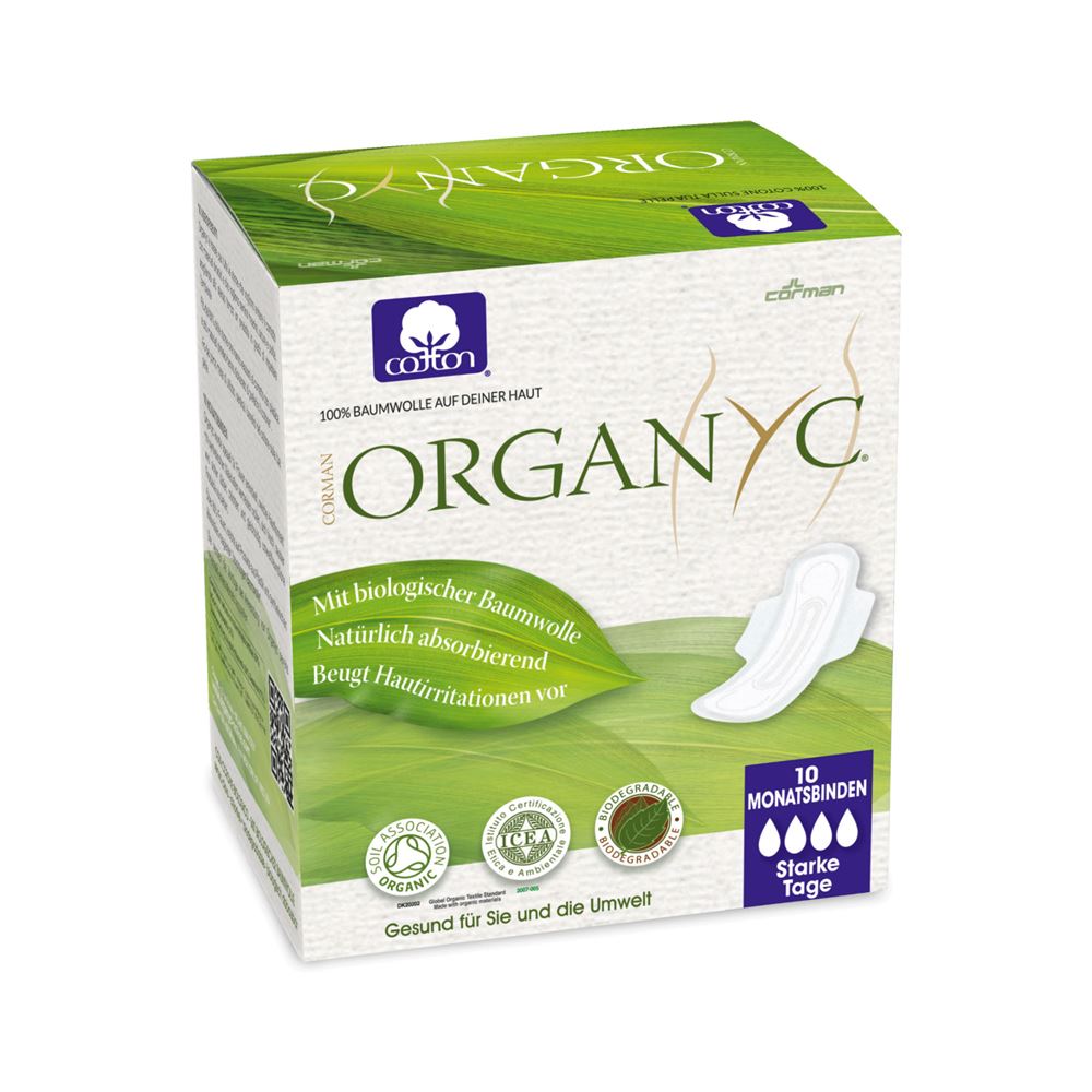 ORGANYC Monatsbinden<br>10 Stück, mit Flügel High Flow