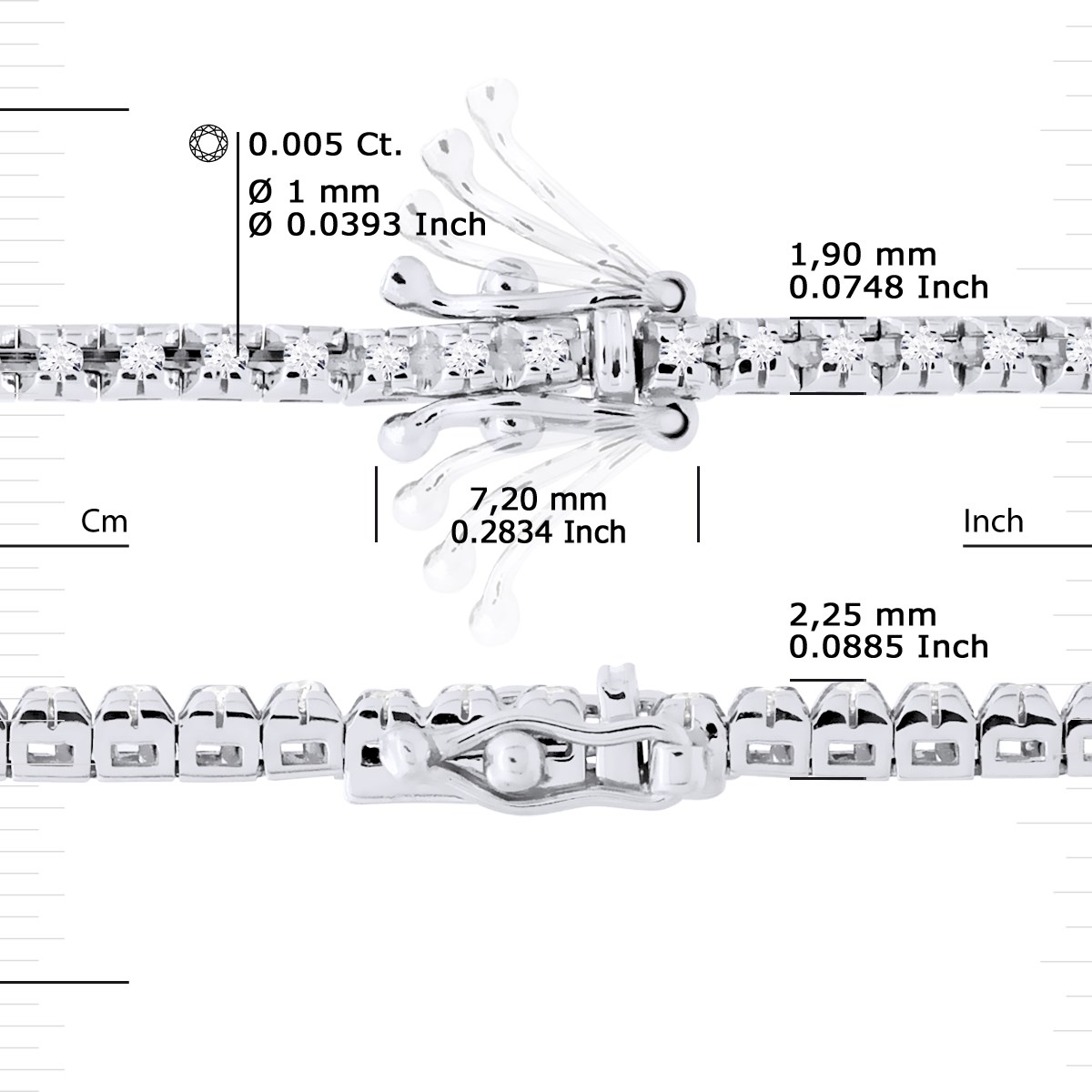 Bracelet TENNIS Diamants 0,50 Cts Or Blanc