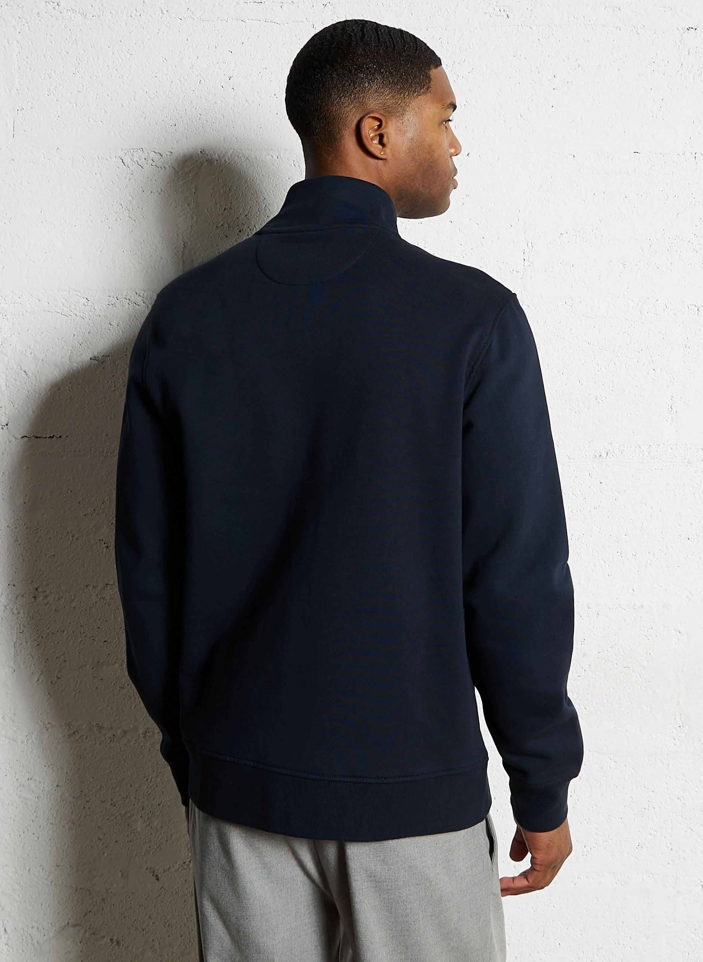 Sweat regular zippé en coton | Bleu