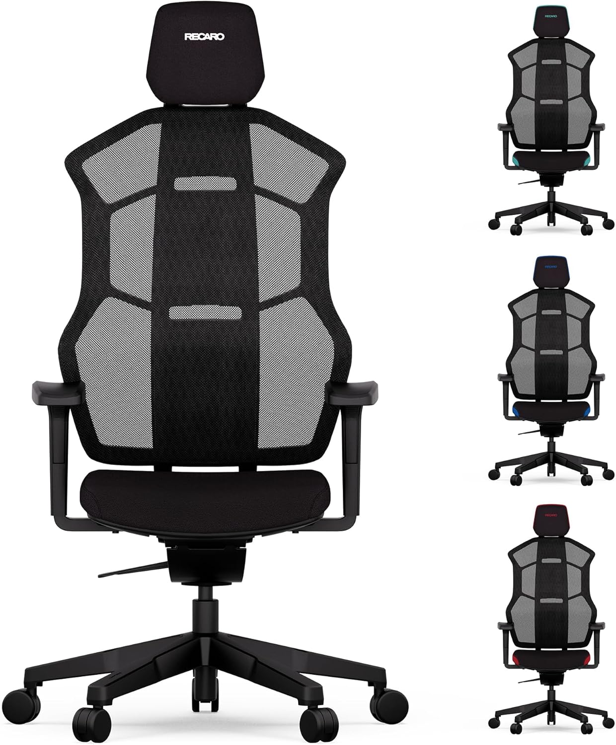 RECARO AER Essential 2-in-1 Gaming & Bürostuhl Ergonomisch [Büro-Zertifiziert] | Premium Polsterung | Made in Germany | flexibel einstellbar - bis 150kg, Midnight Black