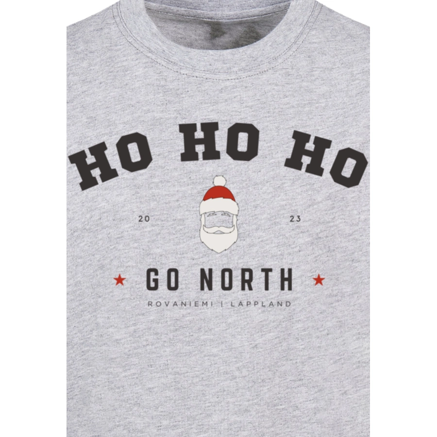 F4NT4STIC Basic Kids Tee Ho Ho Ho Santa Claus Weihnachten heathergrey