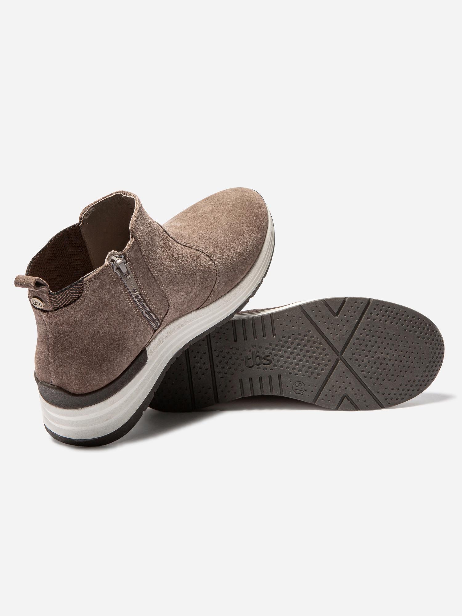Boots Femme Semelle Sport Cuir Taupe