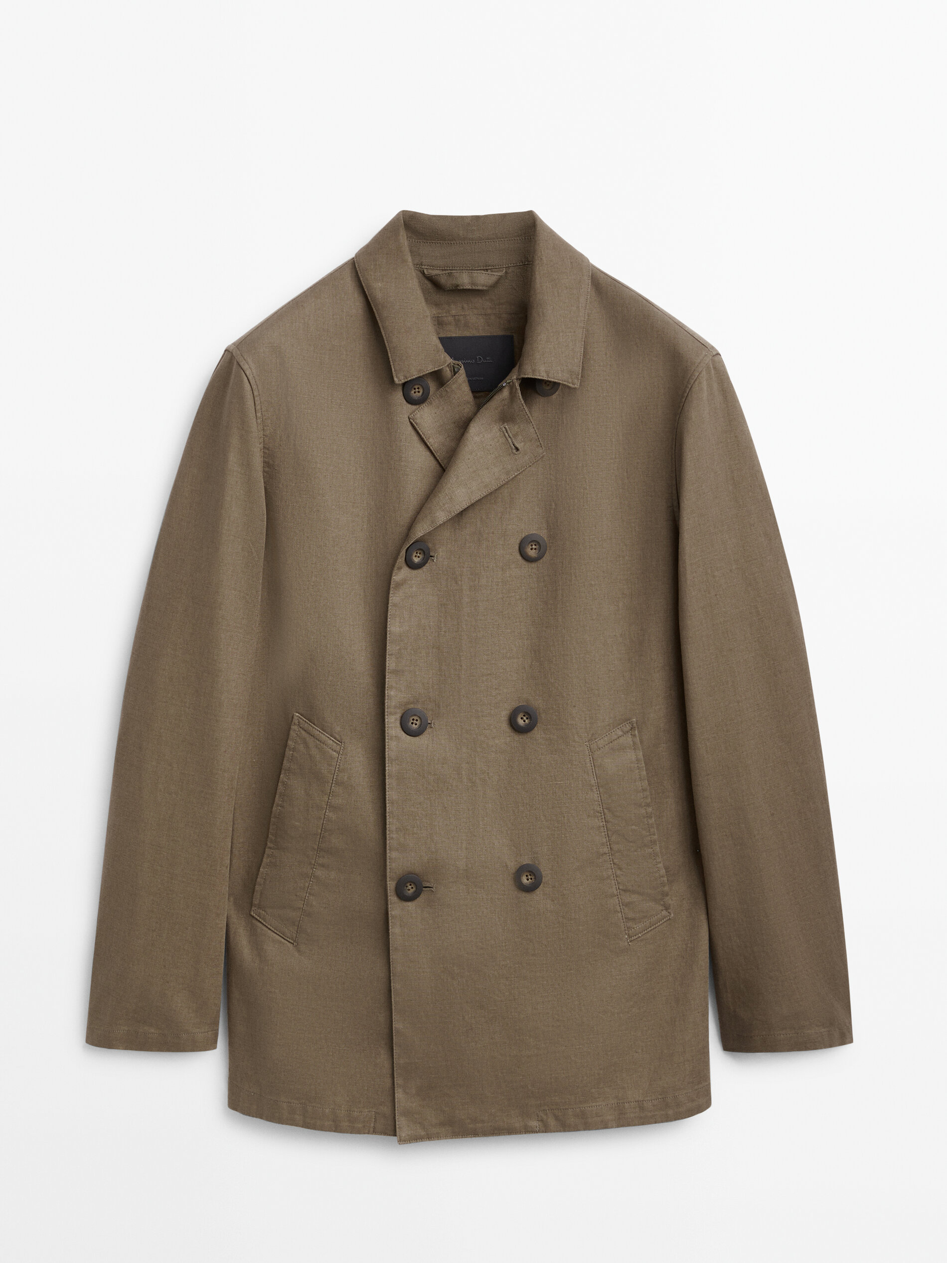 Casaco trench coat de 3 camadas em mistura de linho - Lavado