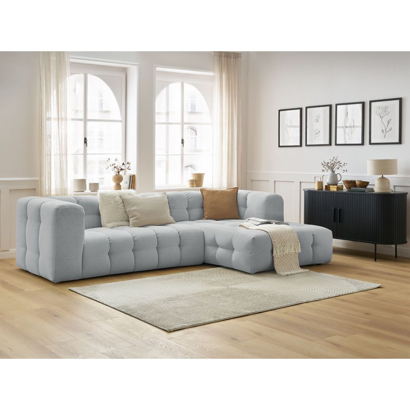 Bobochic Canapé d'angle droit cloud gris clair - 288x184x75 cm