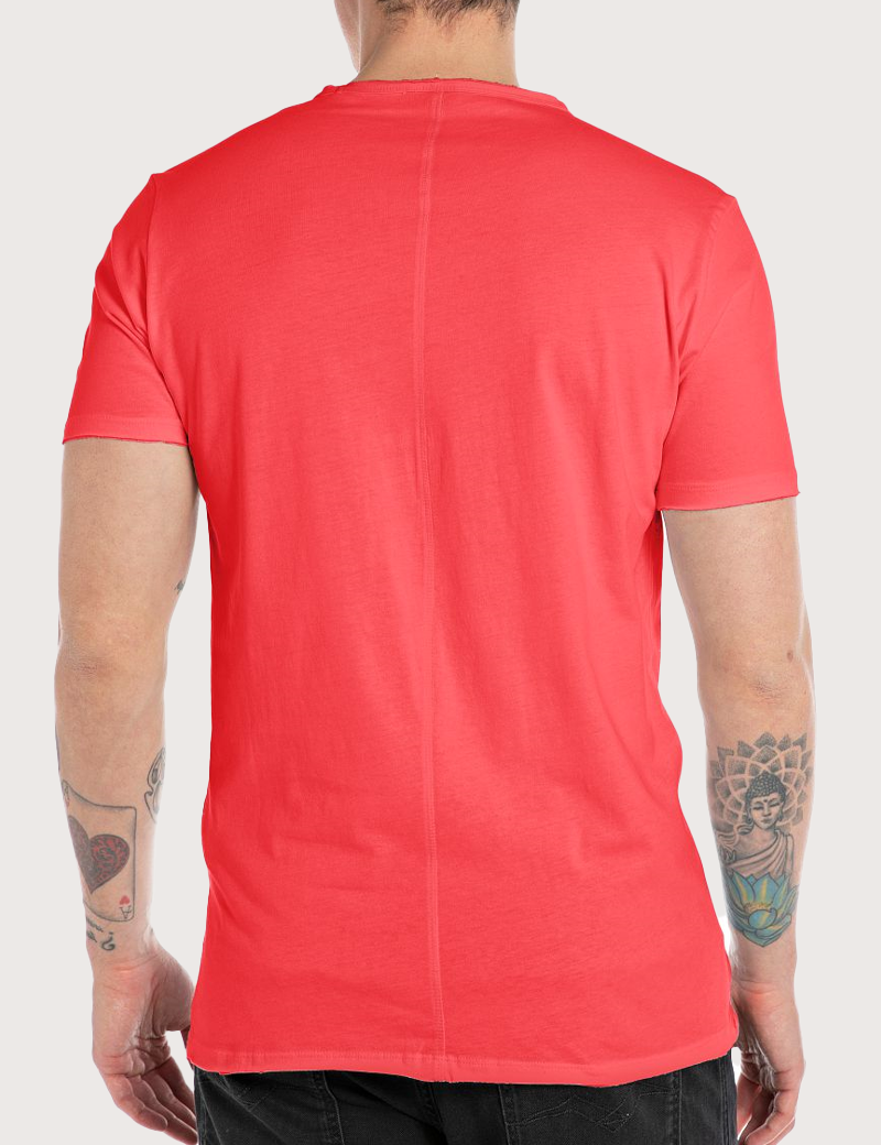 REPLAY T-SHIRT HOMME MANCHES COURTES COL ROND ROUGE PÂLE