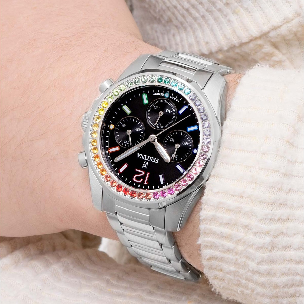 Montre FESTINA boyfriend femme bracelet acier argent