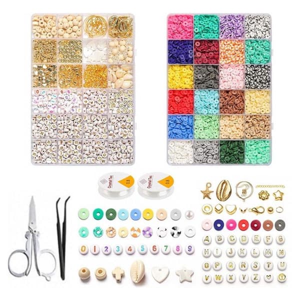 Clay Beads / Heishi Beads Bohemian Kit - KREA DIY Smykkesett med forskj. perler - 6000 stk
