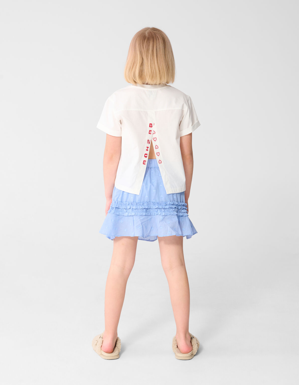 Ruffle Heart Mini Rok Lichtblauw