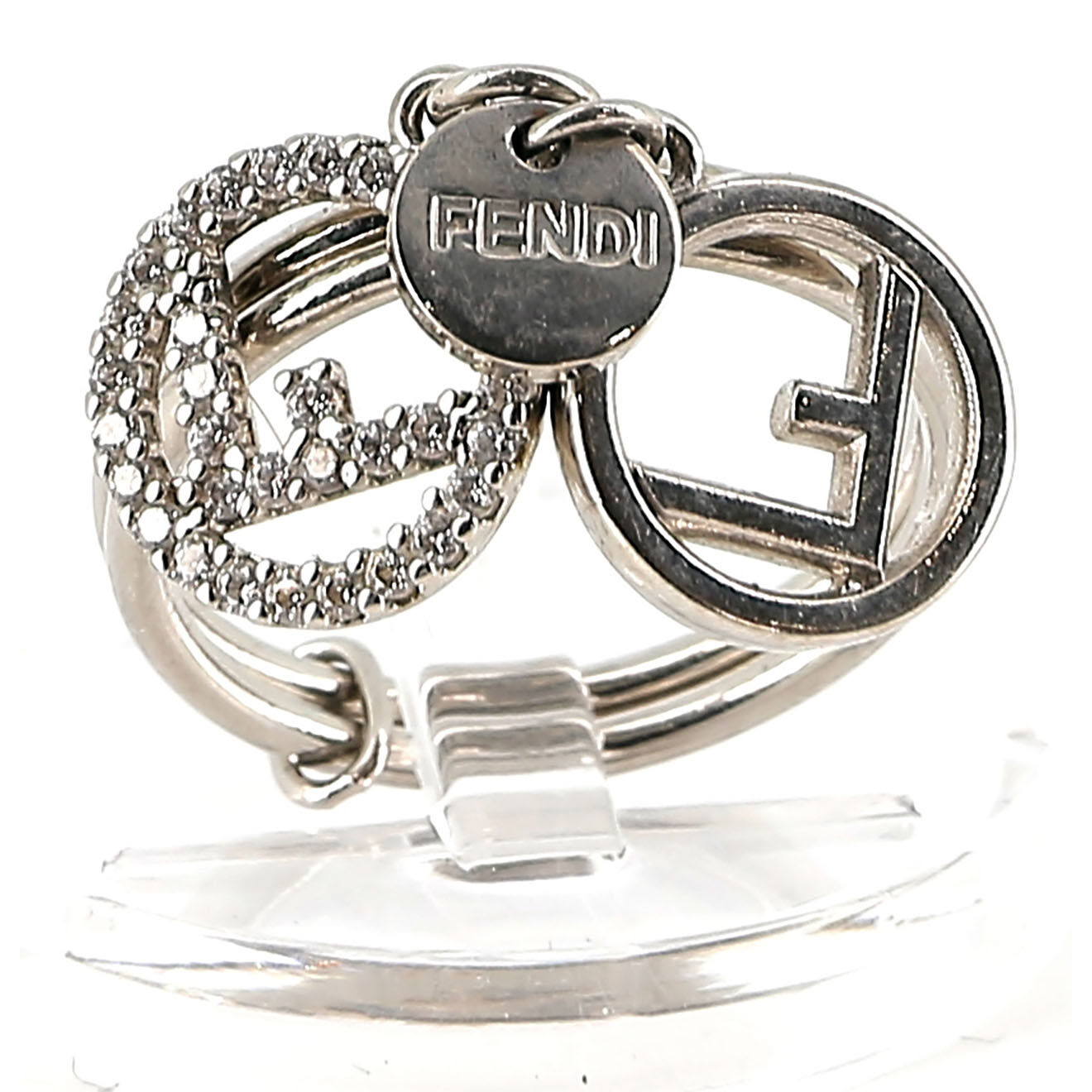 Fendi Bague en Métal & Strass argenté - Très bon état
