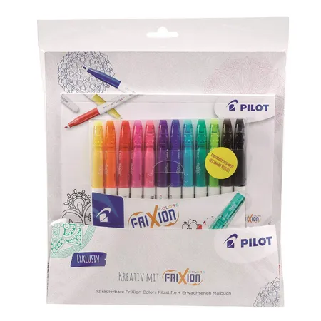 Pilot Frixion Color Etui 12-teilig mit Malbuch