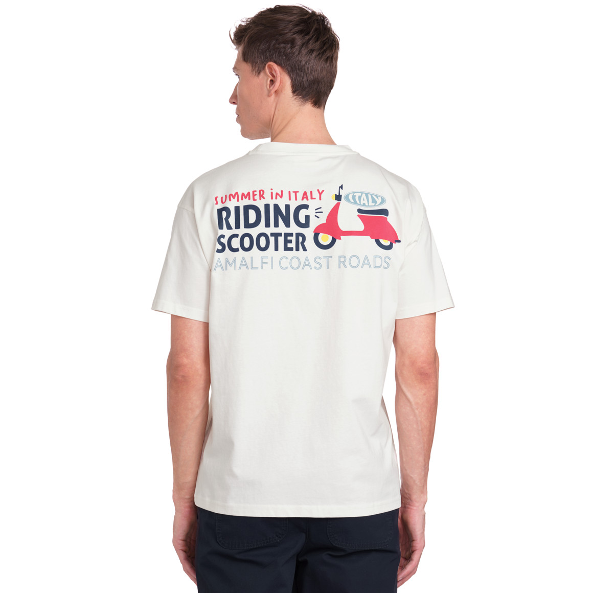 Jonas Nielsen Herren T-Shirt mit Scooter-Print weiss