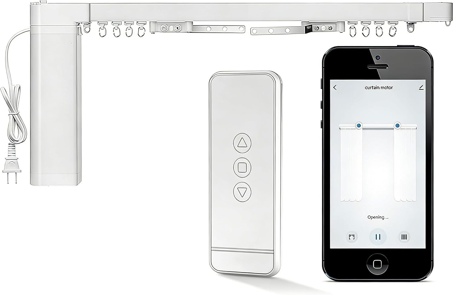 Elektrische Vorhangschiene mit automatischer Schiene, Motorisierte Vorhangschiene Smart Curtains System mit App, Voice, Fernbedienung für Wohnzimmer Schlafzimmer, 2,16-4,2m Anwendbar